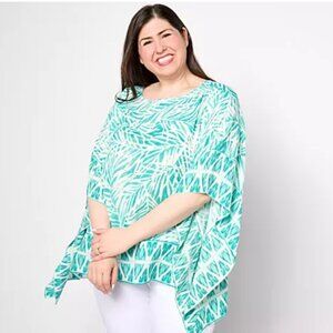 Belle Beach by Kim Gravel Seascape Boatneck Border Poncho